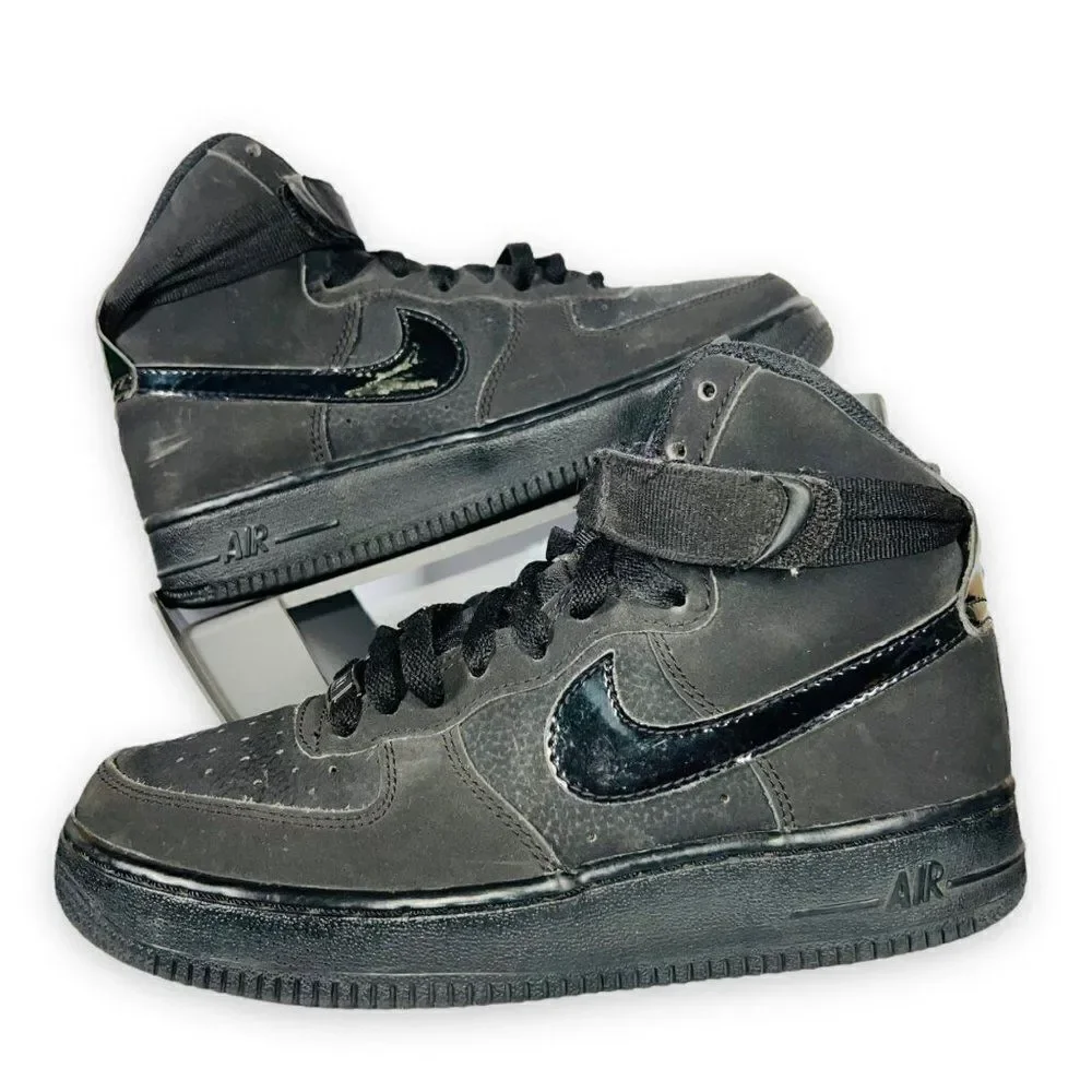 Nike Air Force 1 High GS AF1 'Triple Black' 653998-001 Youth 4‎